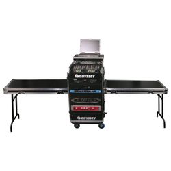 Odyssey FZGS1214WDLXII, Deluxe 12U Top Slanted 14U Bottom Vertical Pro Combo Rack with Casters, Two Side Tables, and Glide Platform