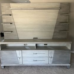 2pc Contemporary Wall Unit Entertainment Center