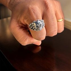 925 Sterling Silver Skull Ring for Men – Heavy Gothic Statement Ring Size 12