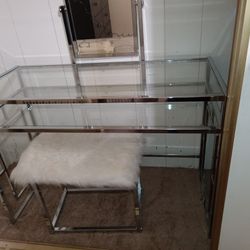 Glass Vanity With Mirror  (Only Cash) (Only Text If You Truly Want)