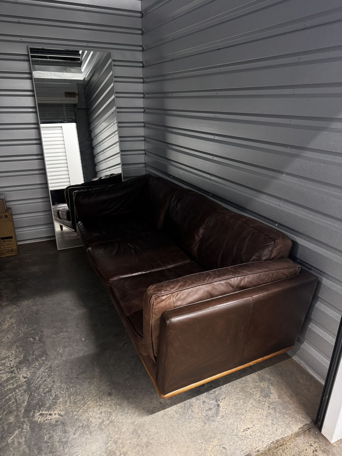 Article Timber Leather Sofa