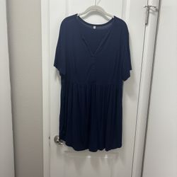 Navy Babydoll Short Sleeves Tunic