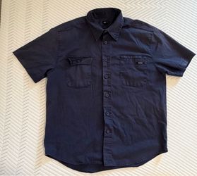 VINTAGE DIEHARD MEN'S SHIRT WORK TWILL RESISTS SHORT SLEEVE NAVY SIZE M