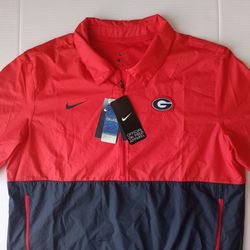 Georgia Bulldogs Nike Men's Half-Zip Lightweight Coaches Windbreaker Jacket - Standard Fit
