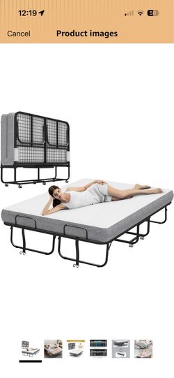 Foldable full size brand new bed on wheels with or with out memory foam mattress