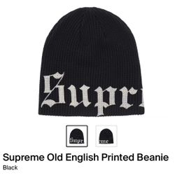 Supreme Old English Printed Beanie Black $70 