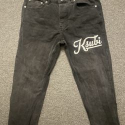 Ksubi Men's Black Slim Fit Straight Jeans Cotton Elastane 5-Pocket Design