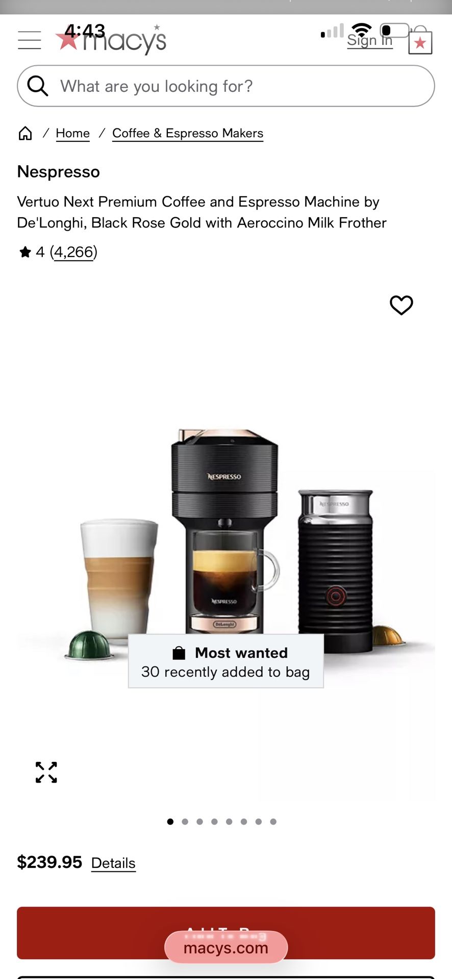 BrandNew NeverUsed Nespresso Vertuo Next Premium Coffee and Espresso Machine by De'Longhi, Black Rose Gold with Aeroccino Milk Frother