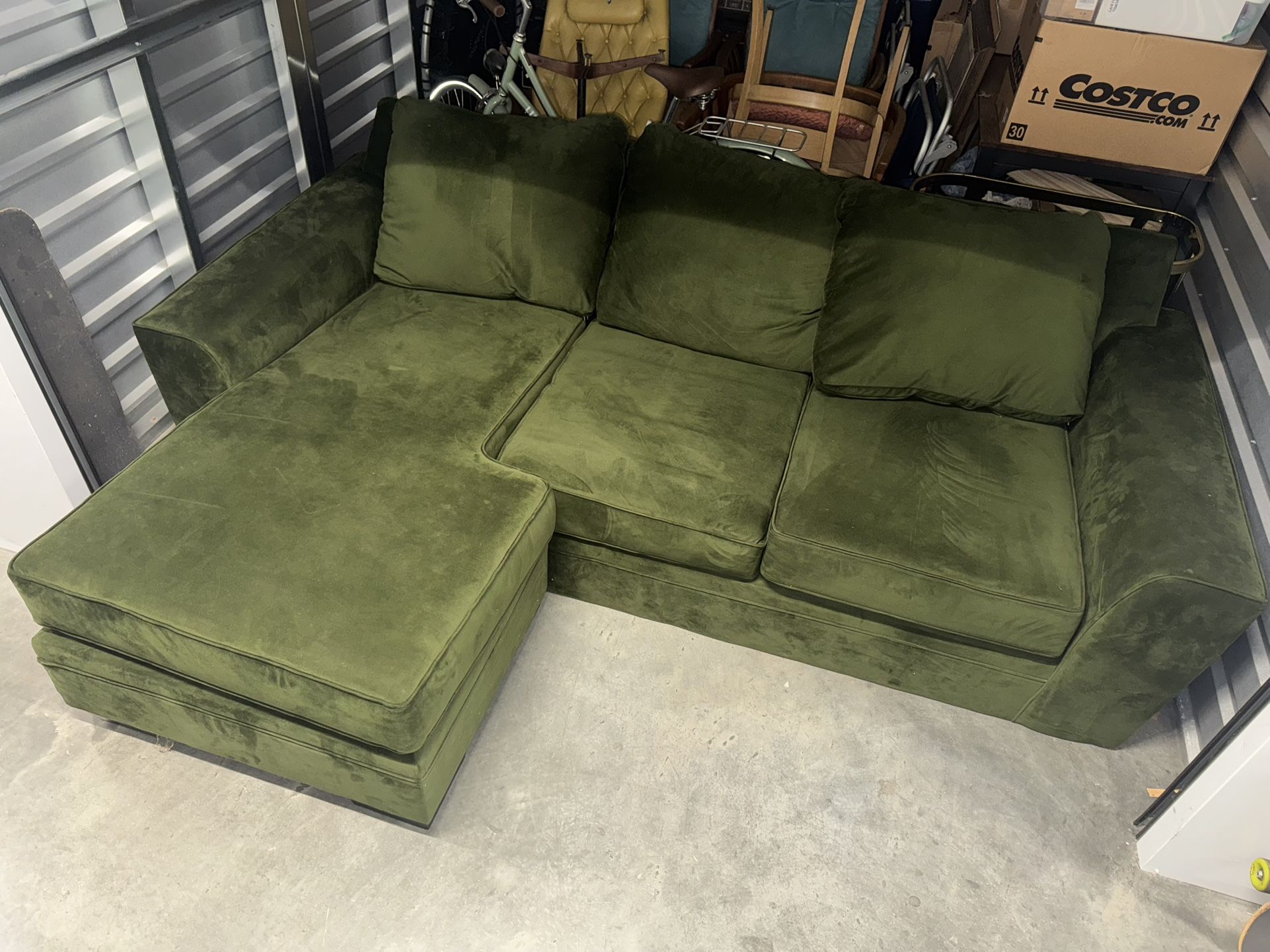 Delano Ash Sofa Custom Green Reversible Chaise