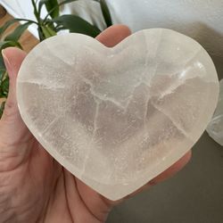 New, Beautiful Selenite Crystal Heart Bowl.