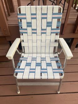 MCM Webbed Folding Lawn Porch Chair 23”W Lightweight Aluminum