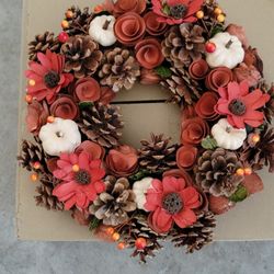 Homemade Wreath Autumn Fall Decoration,12"