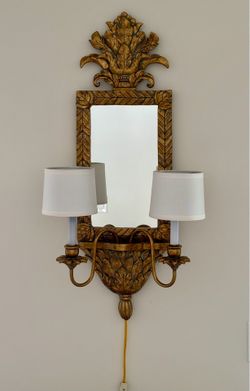 33” Gold Mirrored 2-Light Corded Wall Sconce