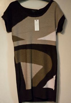 A brown  tan and black dress