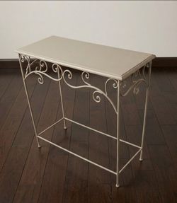 Mesa Beige Wrought Iron Console Table – Scrollwork Entryway / Sofa Accent Table