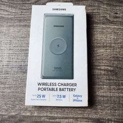 SAMSUNG 10,000 mAh Super Fast 25W Portable Wireless Charger Charger Battery Pack USB-C, Silver

