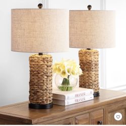 JONATHAN Y Elicia 25 in. Natural Sea Grass LED Table Lamp Set of 2