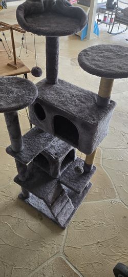 Large Cat House Playhouse Condo Pet Multiple Kittens Play Levels Scratch Posts Bed