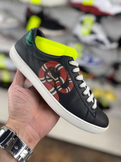 GUCCI ACE SNEAKERS MEN SIZE 7 USED – AUTHENTIC LEATHER (SNAKE) ENTRUPY CHECKED WITH BOX