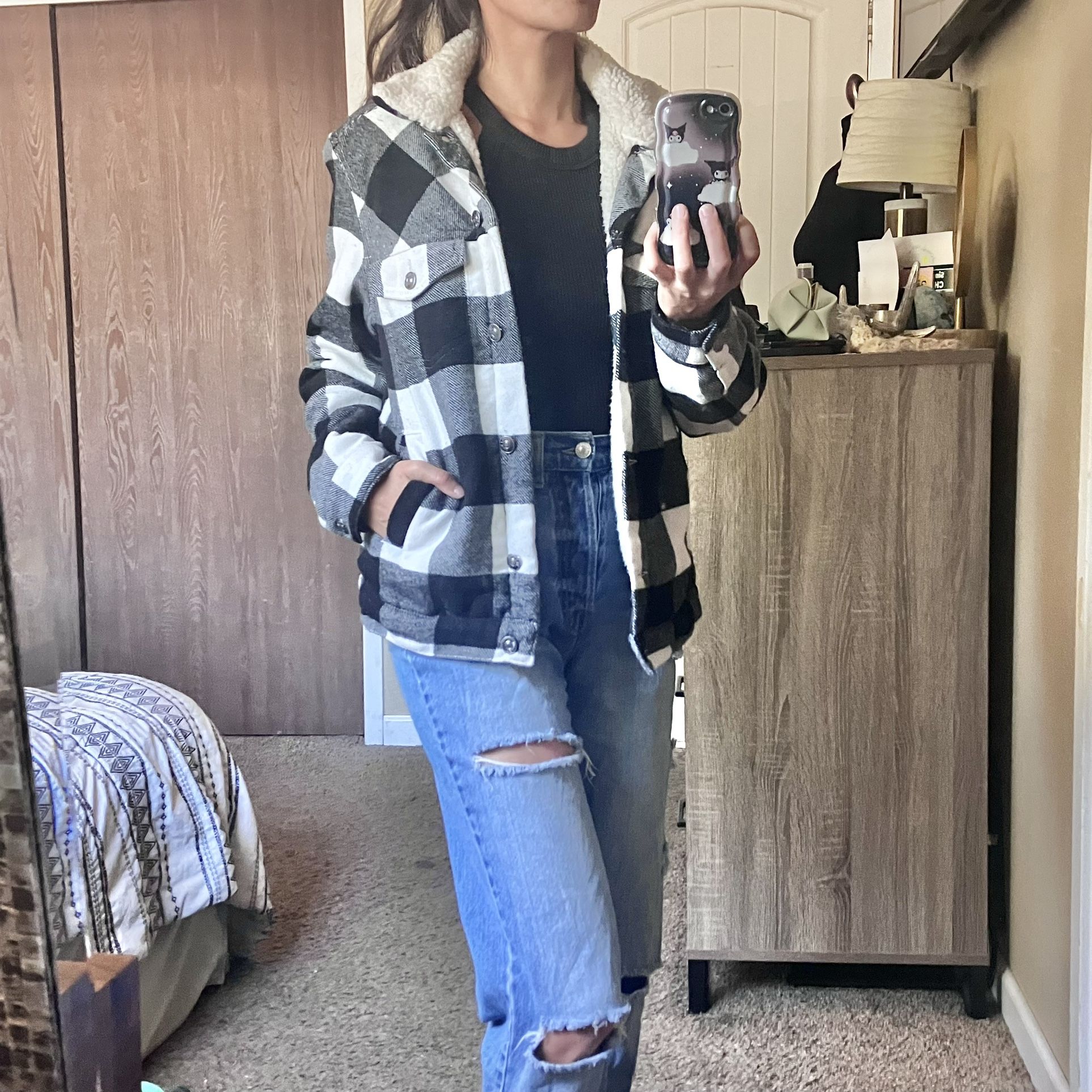 Love Tree Buffalo Plaid Sherpa Jacket