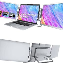Screen Extender Monitor Portable: 14" Triple Screen Laptop Monitor Extender with Stand Compatible, 1080P FHD lPS