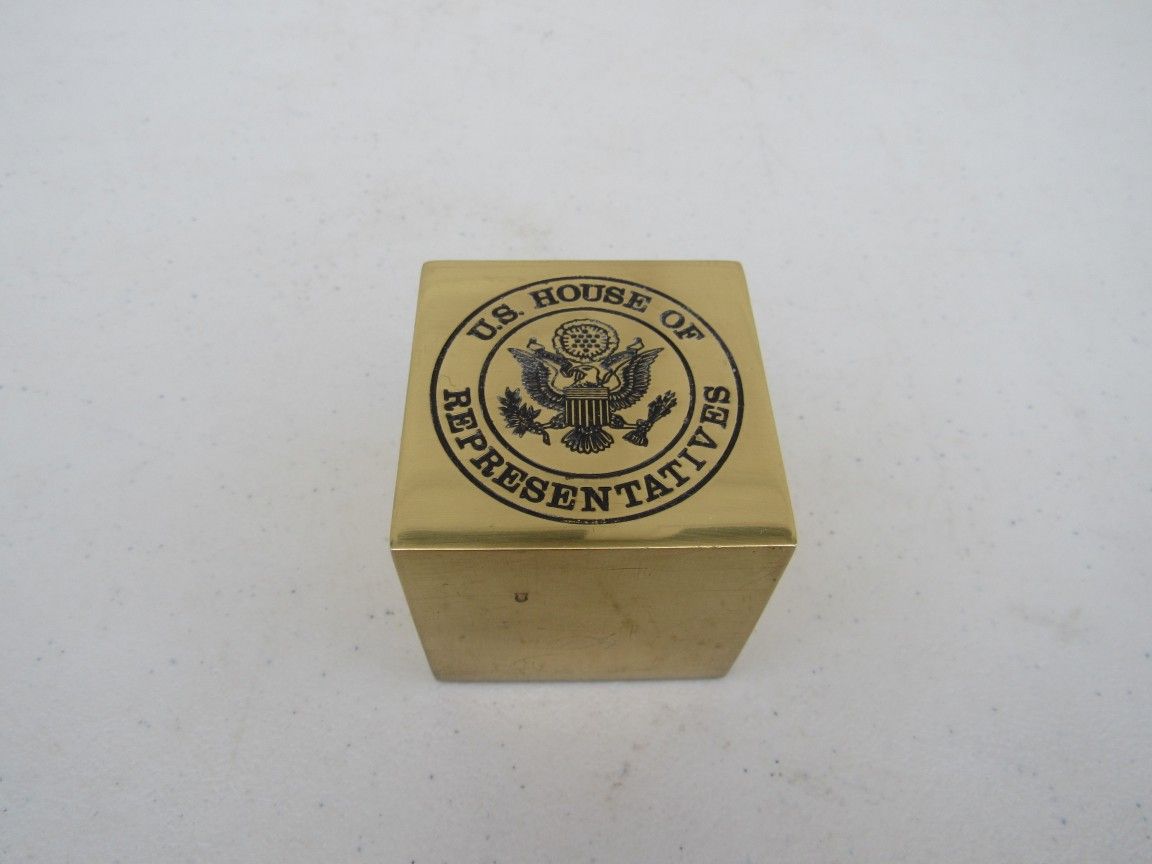 U.S. House Of Representatives Solid Brass Block Heavy Paperweight