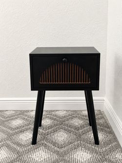 Black Mid-Century Nightstand / Side Table