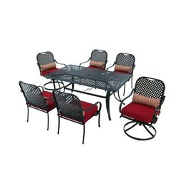 Fall River 7-Piece Patio Dining Set with Dragonfruit Cushio