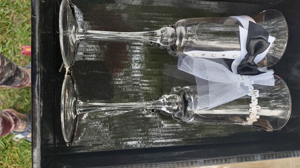 His N Hers Toasting Glasses, Used Only For Show