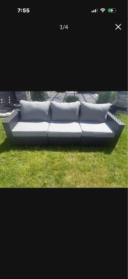 Black Wicker Patio 3 Piece Couch