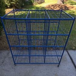 Blue Steel Rolling Storage Rack