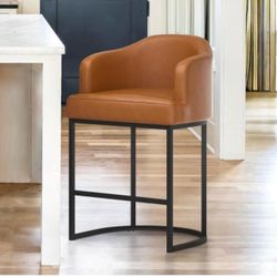 Crystal Yellowish-Black 26 in. Counter Height Fabric Upholstered Bar Stool Kitchen Island Stool With Black Metal Frame Set of 1  Brand new in box - As