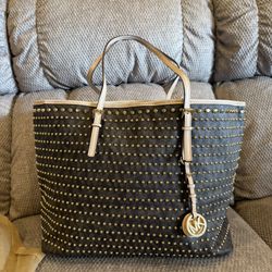 Large Michael Kors Jet Set Studded Tote Bag