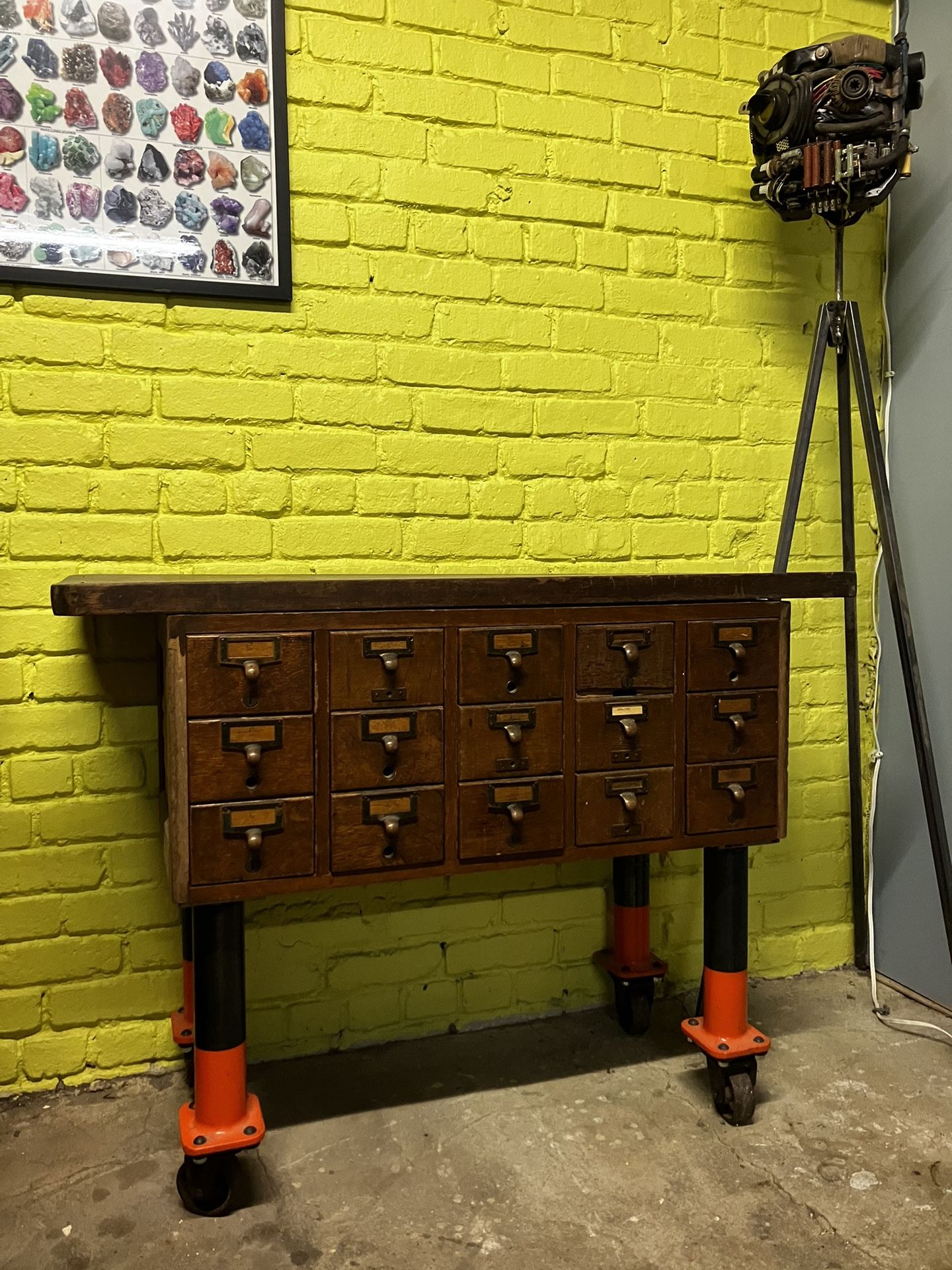 Antique Library Catalog W/ Custom Industrial Legs
