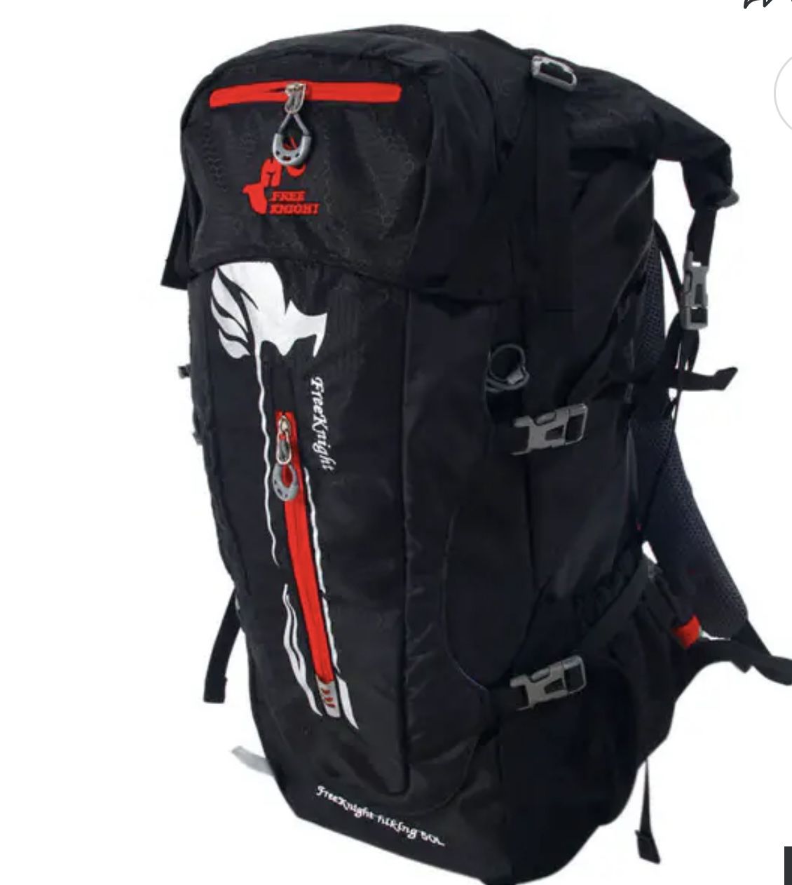 Free Knight 50L Waterproof Steel Frame Outdoor Hiking Backpack (Black/Red