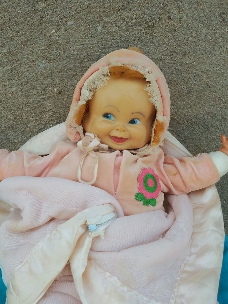 (VINTAGE) 1960s 3 FACE RUBBER DOLL