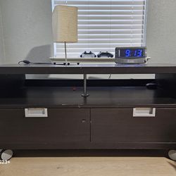 BLACK 65' TO 85' WOODEN TV STAND WITH STORAGE AND 2 ADDITIONAL DRAWERS