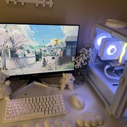 White Custom PC Gaming Setup!!