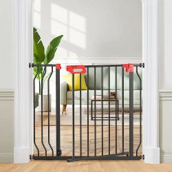 Syvio Baby Gate for Stairs and Door Ways, Dog Gates for The House 29" to 39" with Auto-Close, Pet Gate for Indoor with Wall Protectors and Extenders, 