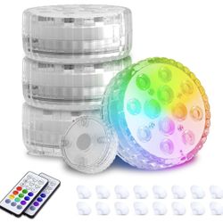 New In Box Submersible LED Light,Underwater Pool Light,16RGB Color Changing,IP68 Waterproof,RF Remote,Magnetic/Suction Cup/Battery Operated Shower Lig