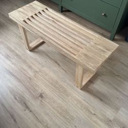 Modern Wood Slat Bench Natural Wood Finish