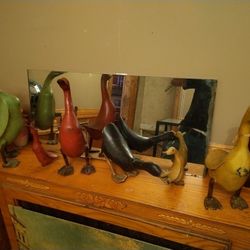 Old Hand carved Set Of Wooden Ducks 