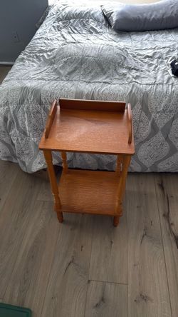 Wooden Two-Tier Side Table with Handles
