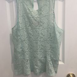 Hollister light green/blue sheer lace blouse size Medium
