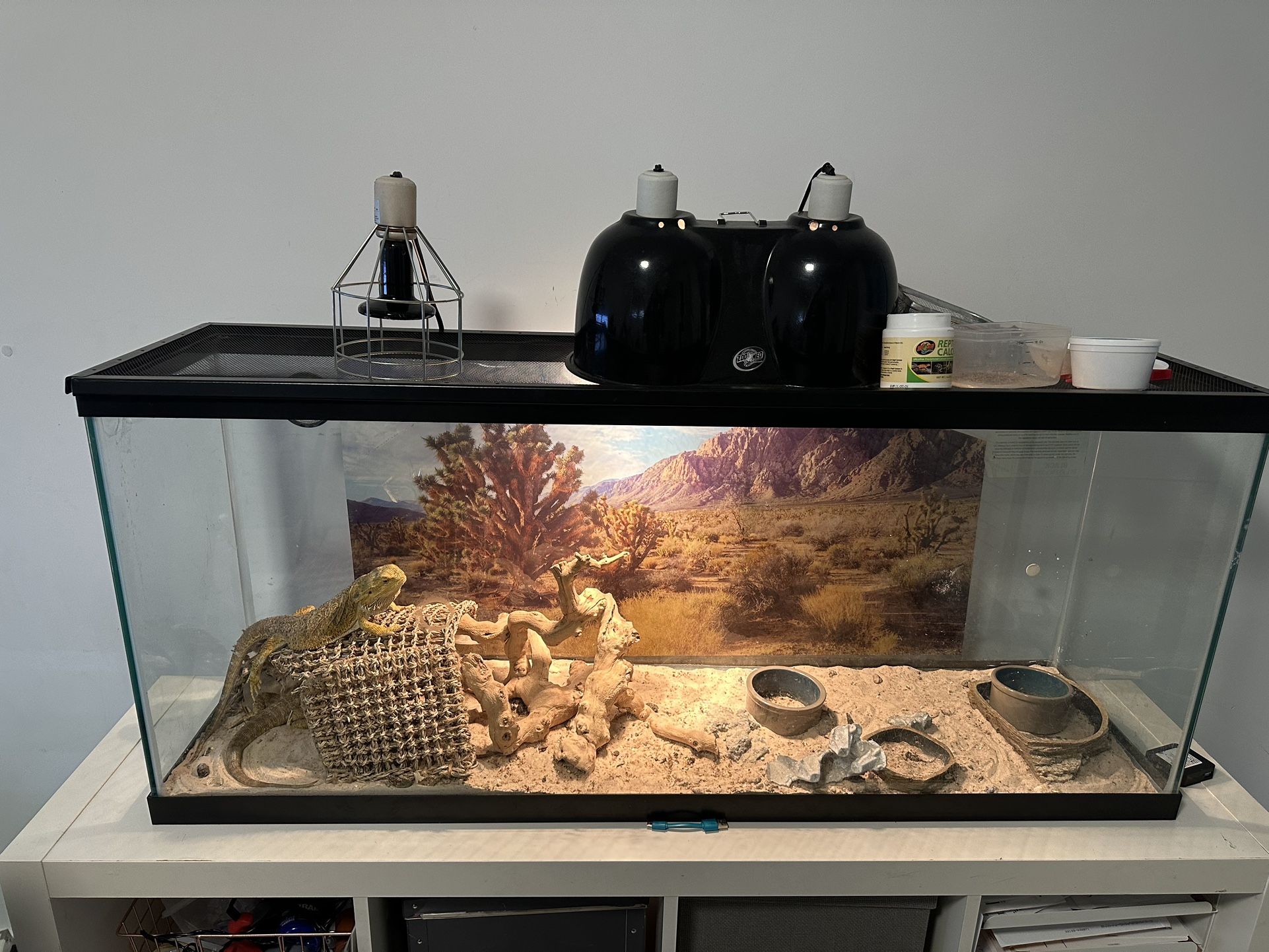 55 Gallon Aqueon Fish/reptile Tank + Lid, Heat element & Light for Sale