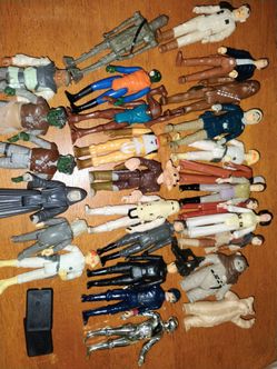 Vintage all original 1970s 1977 Kenner star wars action figure collection Han Solo Luke Skywalker droids robots old toys