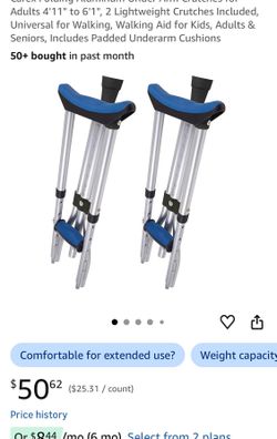 Folding Aluminum Under Arm Crutches for Adults 4'11" to 6'1", 2  (z27)