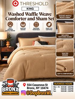 Threshold King Washed Waffle Weave Comforter and Sham Set