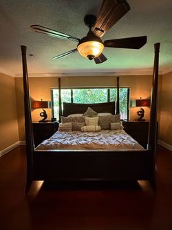 King Bed Frame, 2 night stands, 1 dresser, and 1 armoire