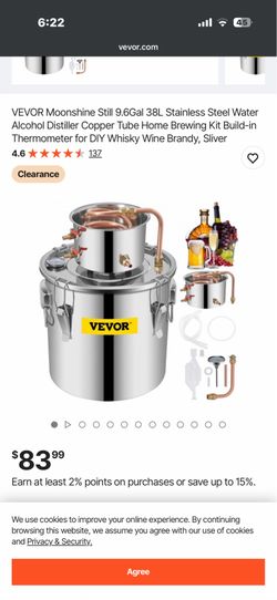 VEVOR 10 Gallon Moonshine Still Alcohol Distiller Kit